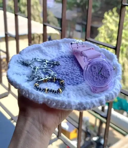 Crochet accessories plate🍒